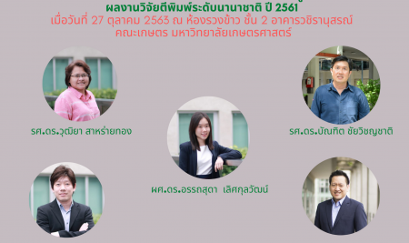 ภาควิชาเศรษฐศาสตร์ ขอแสดงความยินดีกับอาจารย์ที่ได้รับรางวัลนักวิจัยผู้สร้างสรรค์ผลงานวิจัยตีพิมพ์ระดับนานาชาติ ปี 2561 เมื่อวันที่ 27 ตุลาคม 2563 ณ ห้องรวงข้าว ชั้น 2 อาคารวชิรานุสรณ์ คณะเกษตร มหาวิทยาลัยเกษตรศาสตร์